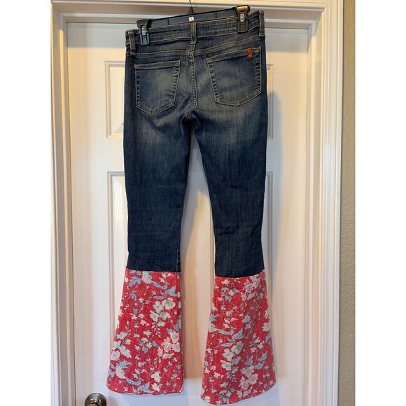 Upcycled Joe's Flare Jeans Bohemian Stretch Size 27 - Picture 4 of 9